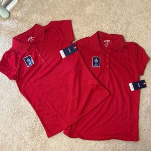 Two NWT Izod Kids Red Moisture Wicking Polo Shirts